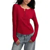 Lucky Brand Waffle Stitch Henley In Red