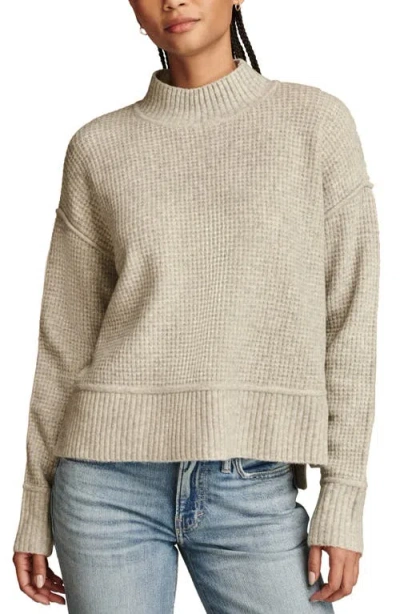 Lucky Brand Waffle Stitch Mock Neck Sweater In Light Heather Grey
