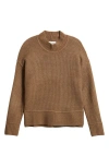 Lucky Brand Waffle Stitch Mock Neck Sweater In Shitake