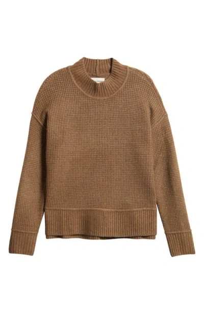 Lucky Brand Waffle Stitch Mock Neck Sweater In Shitake