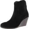 Lucky Brand Waltz Womens Zipper Suede Wedge Boots In Black