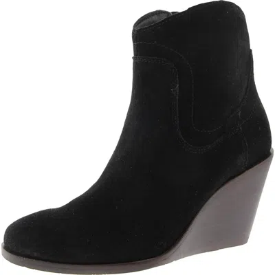 Lucky Brand Waltz Womens Zipper Suede Wedge Boots In Black
