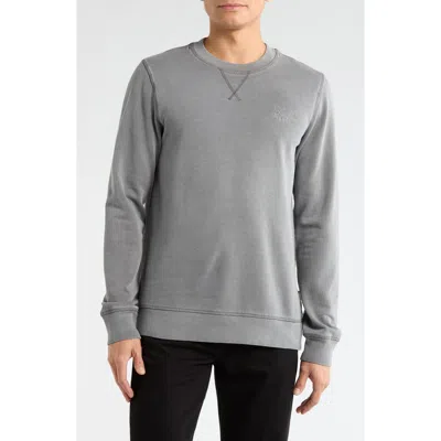 Lucky Brand Washed Logo Fleece Sweatshirt In Gray