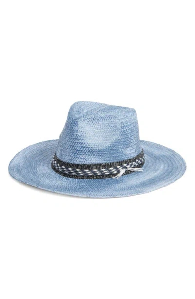 Lucky Brand Washed Paper Straw Fedora In Blue