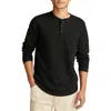 Lucky Brand Weekend Long Sleeve Slubbed Henley In Black