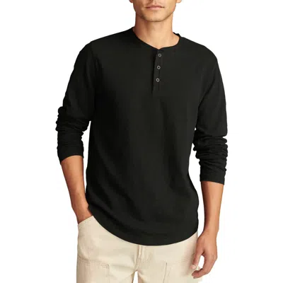 Lucky Brand Weekend Long Sleeve Slubbed Henley In Black