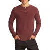 Lucky Brand Weekend Long Sleeve Slubbed Henley In Burgundy