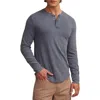 Lucky Brand Weekend Long Sleeve Slubbed Henley In Gray