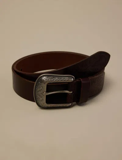 Lucky Brand Western Jean Belt In Burgundy