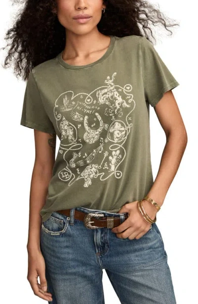 LUCKY BRAND LUCKY BRAND WESTERN ROPE FRAME COTTON GRAPHIC T-SHIRT