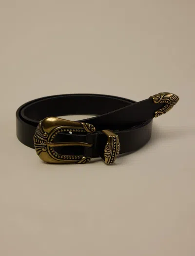 Lucky Brand Western Suede Belt In Black