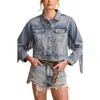 Lucky Brand Westival Fringe Crop Denim Jacket In Stay Cool Wash
