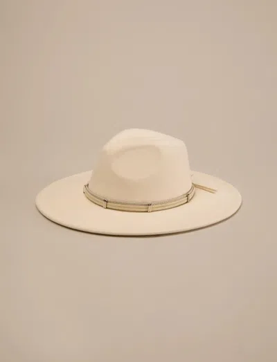 Lucky Brand Wide Brim Ranger Hat With Leather Band In White
