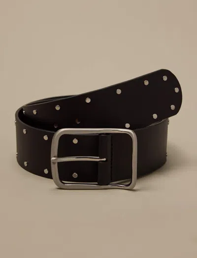 Lucky Brand Wide Double Studded Hip Belt In Brown