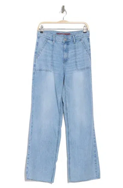 Lucky Brand Wide Leg Raw Hem Utility Jeans