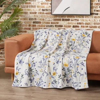 Lucky Brand Wild Flower Blankets Plush In Yellow