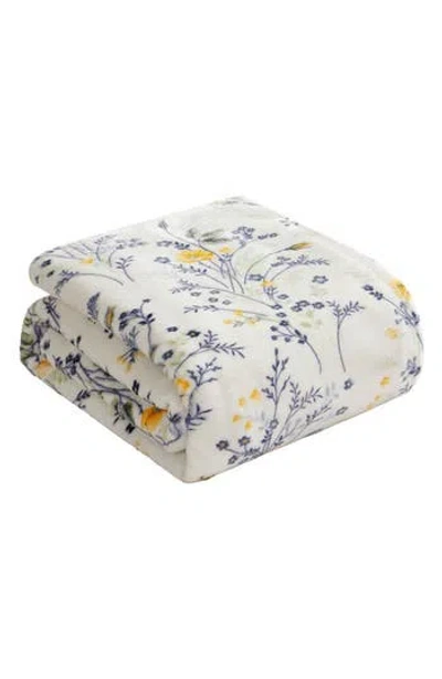 Lucky Brand Wildflower Faux Shearling Throw Blanket In Yellow Floral