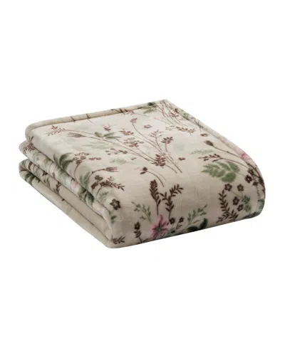 Lucky Brand Wildflower Plush Throw, 50" X 70" In Neutral