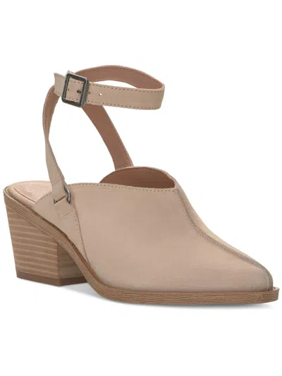 Lucky Brand Winola Womens Suede Pointed Toe Ankle Strap In Beige