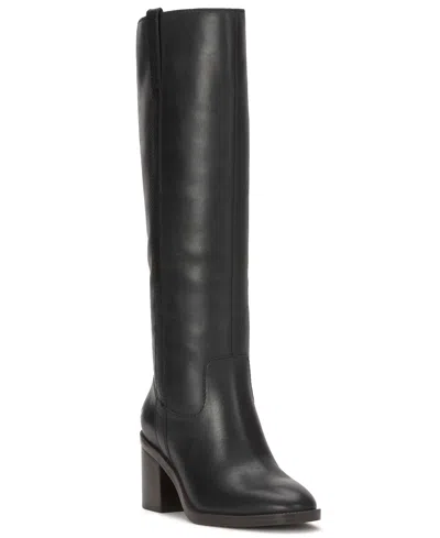 Lucky Brand Women's Adana Tall Block Heel Boots In Black Leather