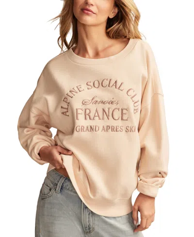 Lucky Brand Women's Alpine Social Club Graphic Sweatshirt In Peach Blush