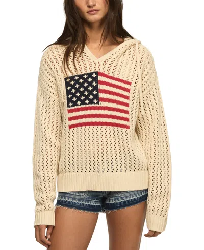 Lucky Brand Women's Americana Flag Cotton Hooded Sweater In Neutral
