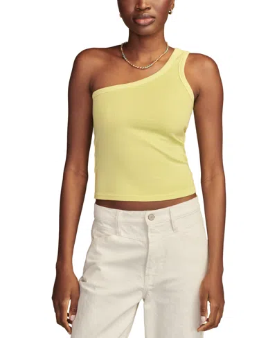 Lucky Brand Women's Asymmetric One Shoulder Sleeveless Top In Lime Sherbet