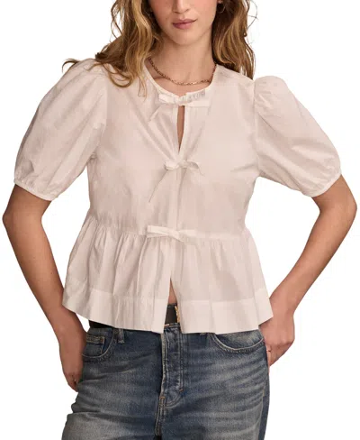 Lucky Brand Women's Babydoll Flyaway Top In Bright White