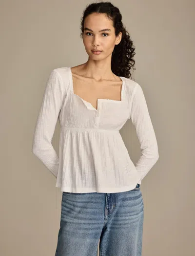 Lucky Brand Women's Babydoll Henley In White