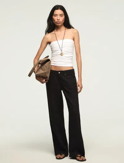 Lucky Brand Women's Baggy Linen Wide Leg Pant In Black