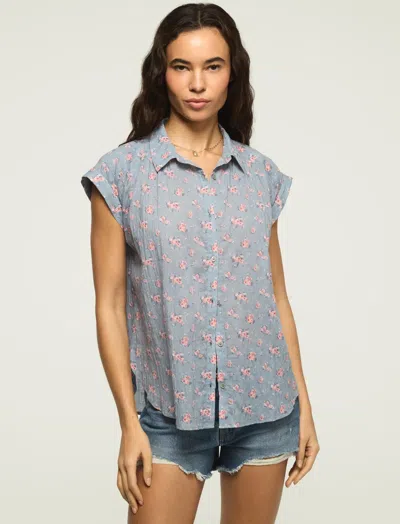 Lucky Brand Women's Banded Sleeve Buttonup Shirt In Blue