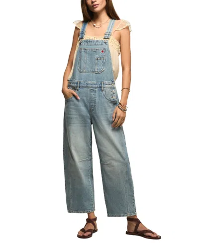 Lucky Brand Women's Barrel Square Neck Overalls Jumpsuits In Blue