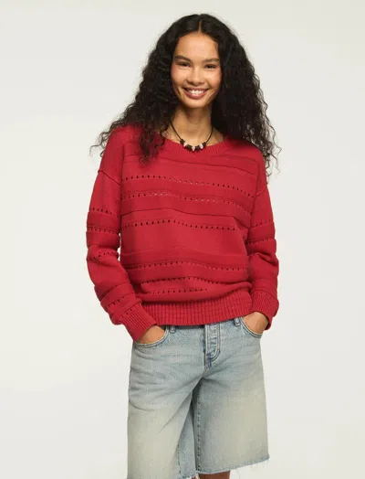 Lucky Brand Women's Beachy Pullover Sweater In Red