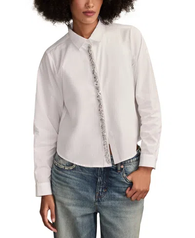 Lucky Brand Women's Bejeweled Button-up Shirt In White