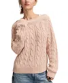 Lucky Brand Women's Boat Neck Cable Sweater In Neutral