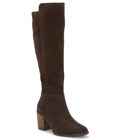 Lucky Brand Women's Bonnay Extra Wide Calf Knee-high Dress Boots In Brown