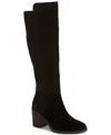 Lucky Brand Womens Bonnay Knee High Block Heel Boots Regular Wide Extra Wide Calf In Leonardo Dark Grey Suede