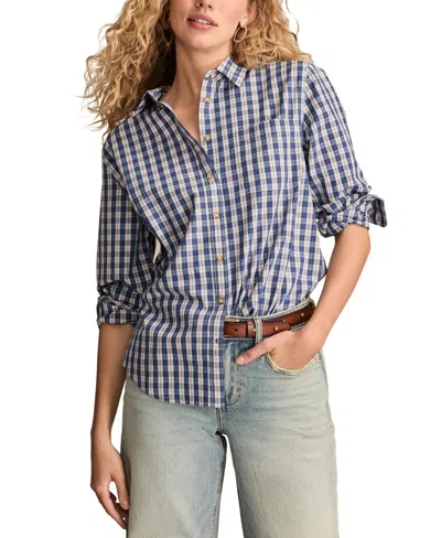 Lucky Brand Women's Boyfriend Button Down Shirt In Gray
