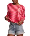 LUCKY BRAND WOMEN'S BRETON STRIPED COTTON LONG-SLEEVE T-SHIRT