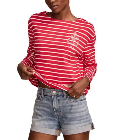 LUCKY BRAND WOMEN'S BRETON STRIPED COTTON LONG-SLEEVE T-SHIRT