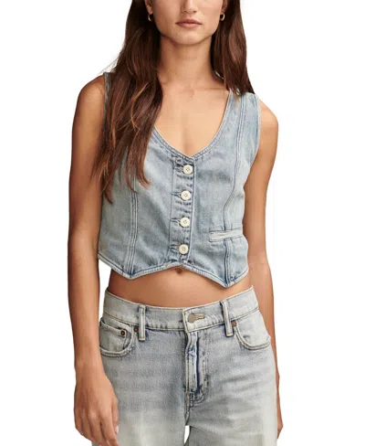 Lucky Brand Women's Button-down Cropped Denim Vest In Class Act