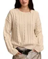 Lucky Brand Cable Stitch Crewneck Cotton Sweater In Neutral
