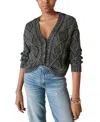 Lucky Brand Womens Button Cable Knit Cardigan Sweater In Dark Black