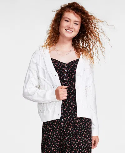 Lucky Brand Women's Cable-stitch Long-sleeve Cardigan In Tofu