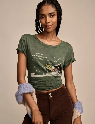 Lucky Brand Women's Can We Get A Fake Tree Next Year Cotton T-shirt In Jungle Green