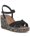 Lucky Brand Candyr Platform Wedge Sandal In Black Linen