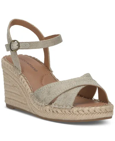 Lucky Brand Women's Candyr Espadrille Wedge Sandals In Natural,platinum Metallic Linen