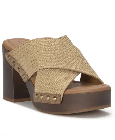 Lucky Brand Women's Casyna Criss-cross Woven Strap Wood Platform Sandals