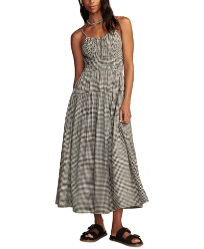 Lucky Brand Women's Checked Smocked-bodice Midi Dress In Checkered Gingham