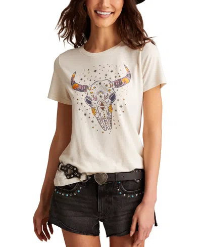 Lucky Brand Women's Cheers To The Cowgirls Crewneck Tee In Neutral